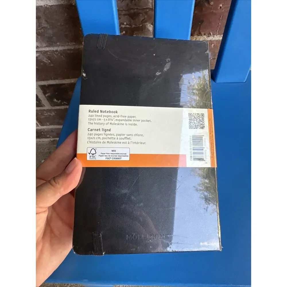 Moleskine Classic Hardcover Ruled Notebook Black 5x8.25 240 Pages New